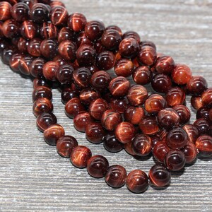 Red Tiger Eye Beads, Tiger Eye Round Stone Beads, Red Gemstone Round Beads #167 8mm