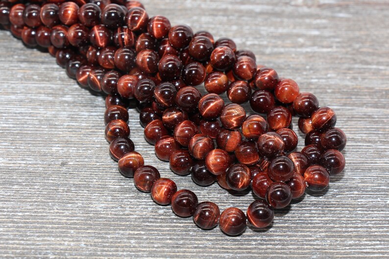 Red Tiger Eye Beads, Tiger Eye Round Stone Beads, Red Gemstone Round Beads #167 8mm