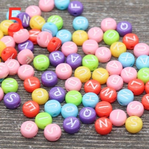 Alphabet Letter Acrylic Beads, Round Acrylic Beads, Plastic Letter Beads, Name Bracelet Beads, ABC Letter Beads, Name Beads, Name Inital 7mm #15 Multicolor