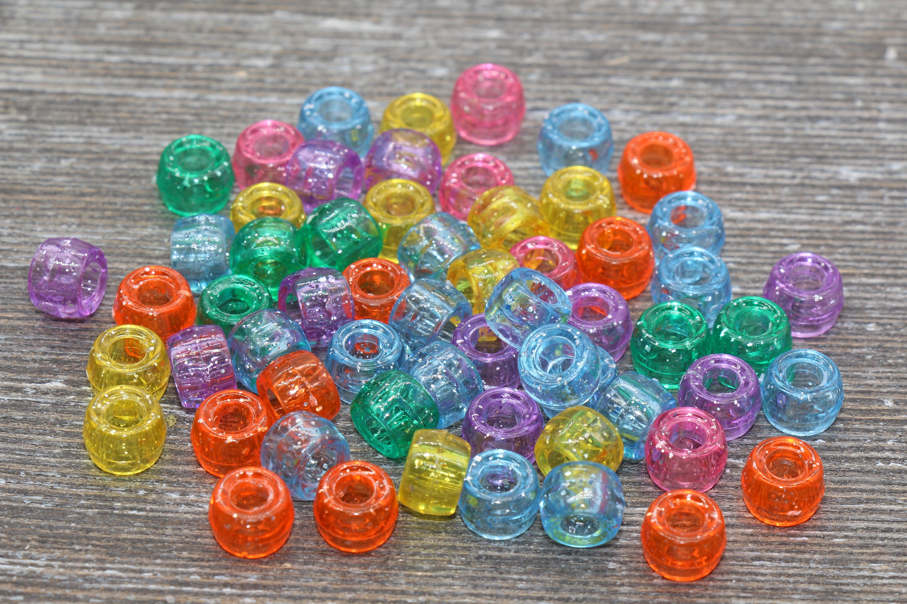 Multicolor Pony Beads, Glitter Pony Beads, Acrylic Smooth Translucent Loose  Beads, Plastic Bubblegum Beads, Chunky Beads, Spacer Beads 807 