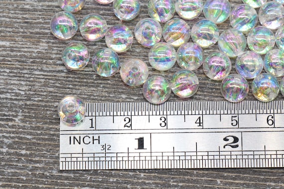 Iridescent Beads - 8mm Round Pastel AB Iridescent Acrylic Pearl Plastic  Beads - 150 pc set