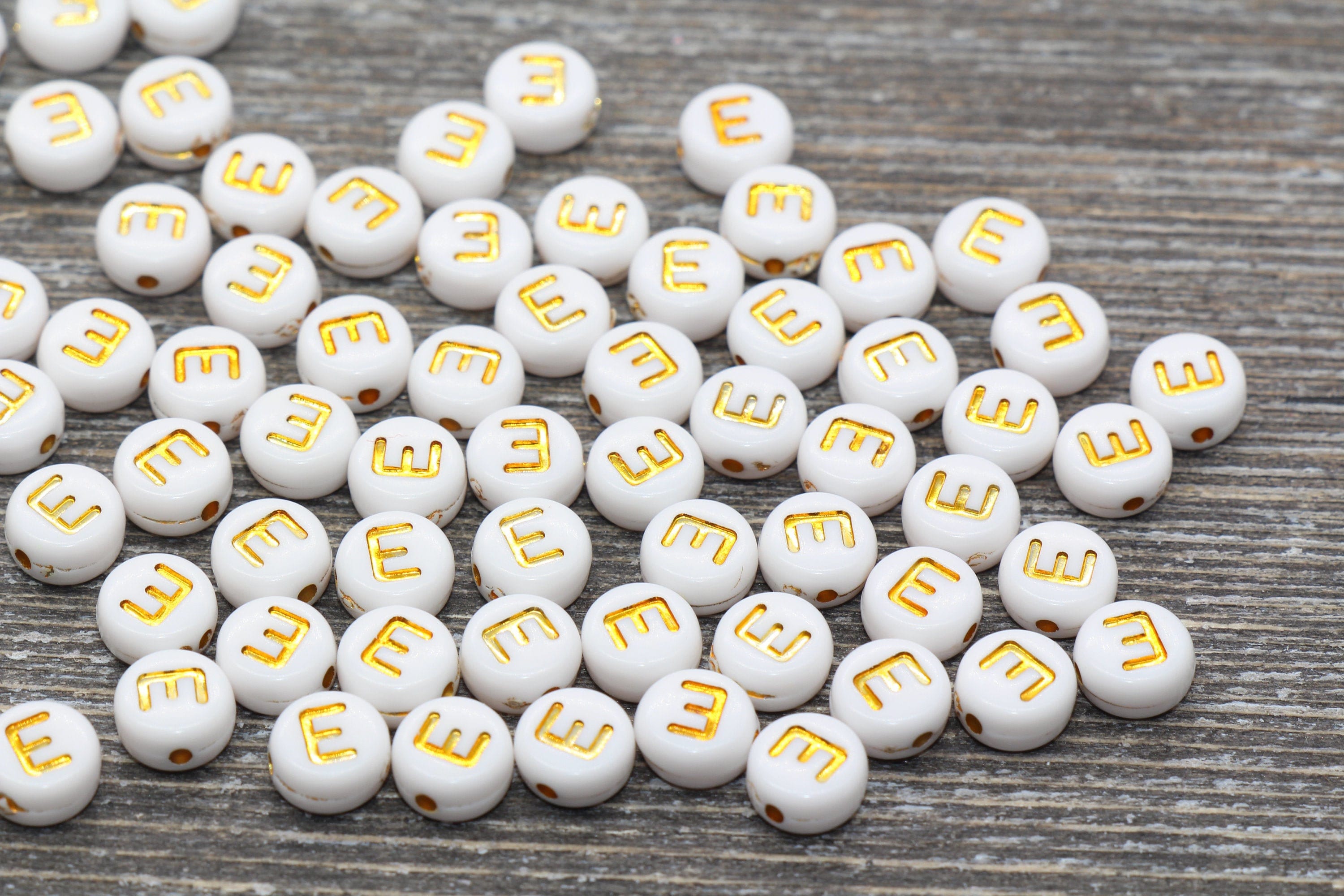 Letter Beads - 7mm Little Round White Alphabet Acrylic or Resin Beads - 400  pc set