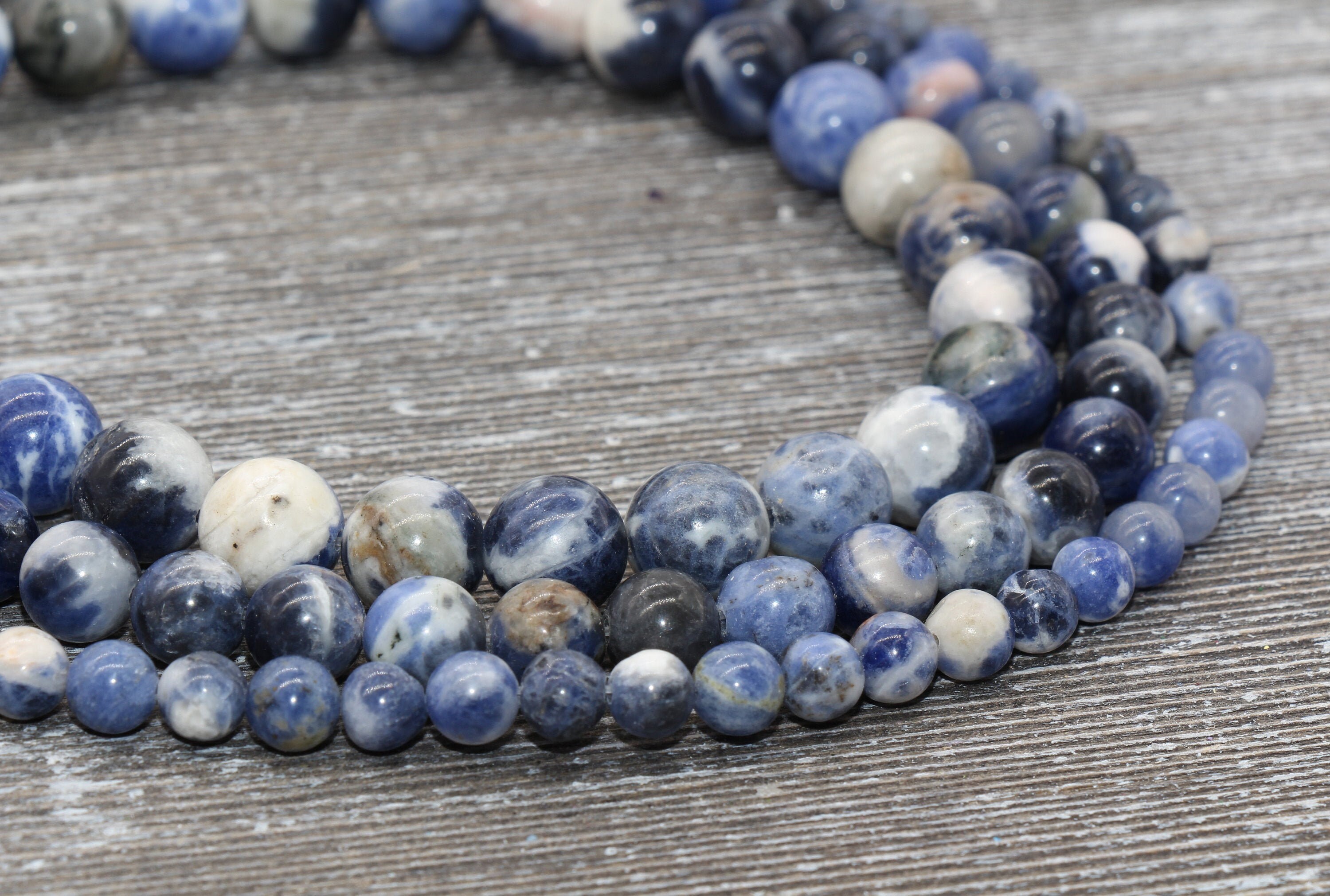 thumbnail image 2 of Grade AAA Natural Matte Blue Sodalite Beads – Round Loose Beads 4/6/8/15-16MM 2 of 4