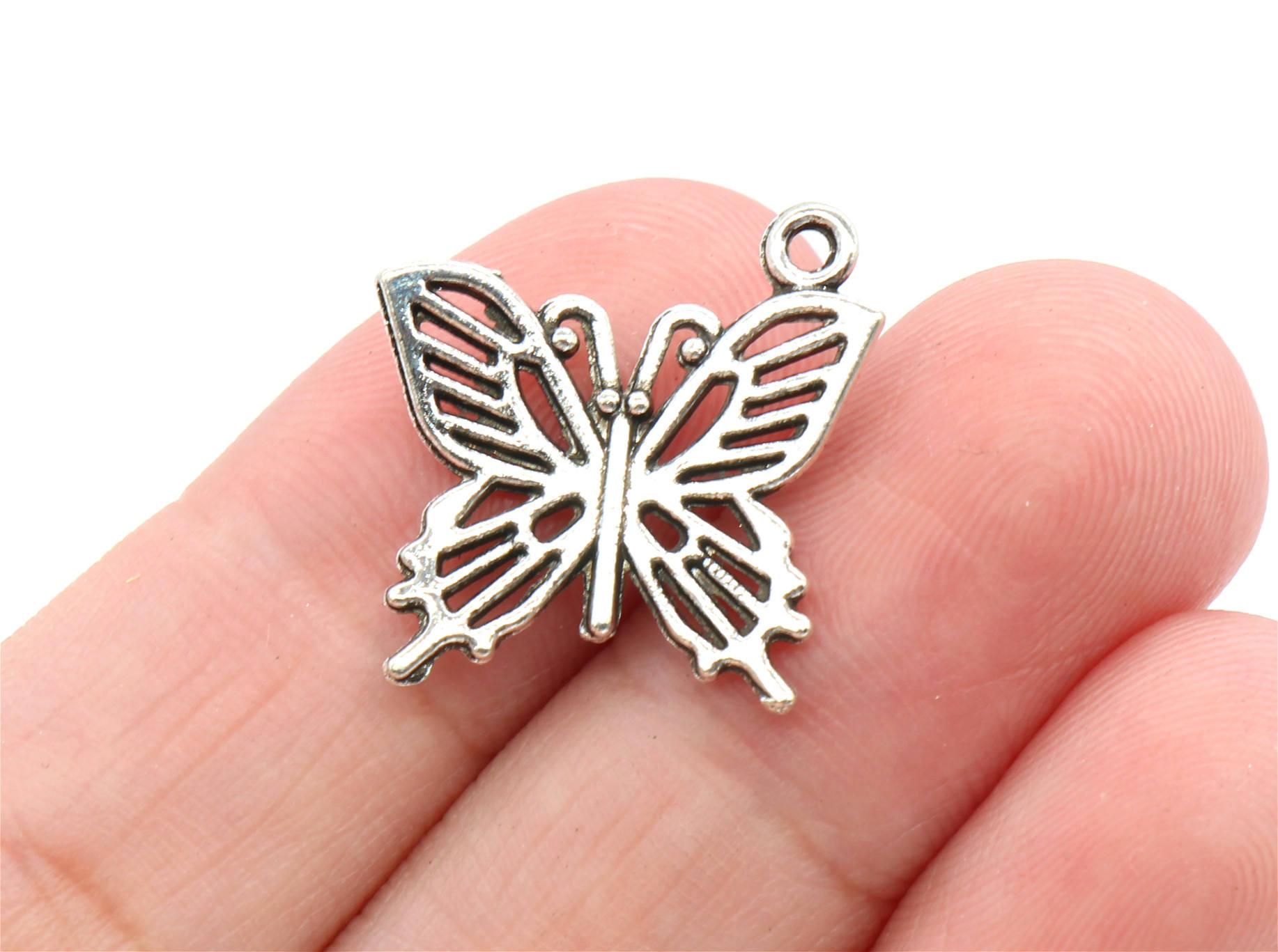 Bulk 50 Pcs Butterfly Charms Antique Silver Tone 19x20mm Etsy