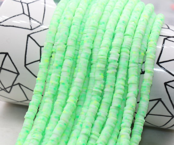 6mm Vinyl Heishi Beads, Minty Sage Green, Polymer Clay Beads, African Vinyl  Beads, Jewelry Making Beads, 350-400 Beads per Strand 