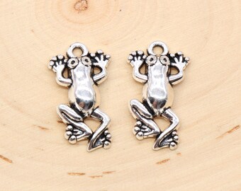 50pc Raw Brass Leaping Jumping Frog Toad Charms 4568 