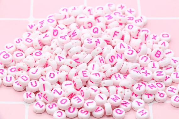 7mm Pink Mixed Letter Acrylic Beads Round Flat Alphabet Spacer Beads For  Jewelry Making Handmade Diy