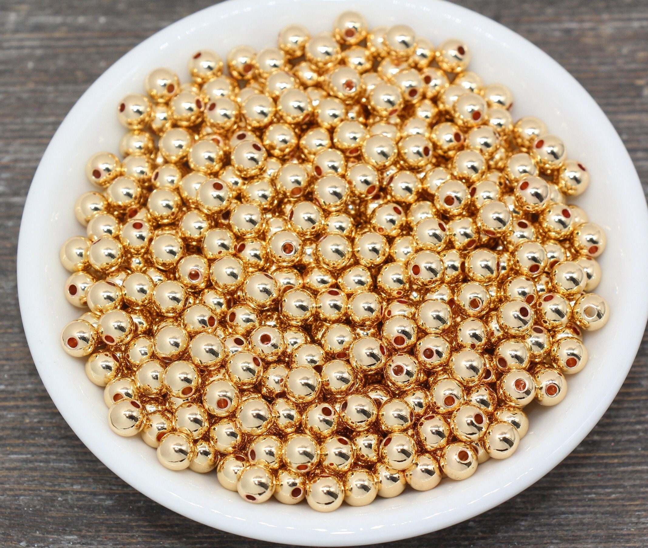 4mm 179pcs Gold Beads, Gold Spacer Beads for Jewelry Making Ball Beads 