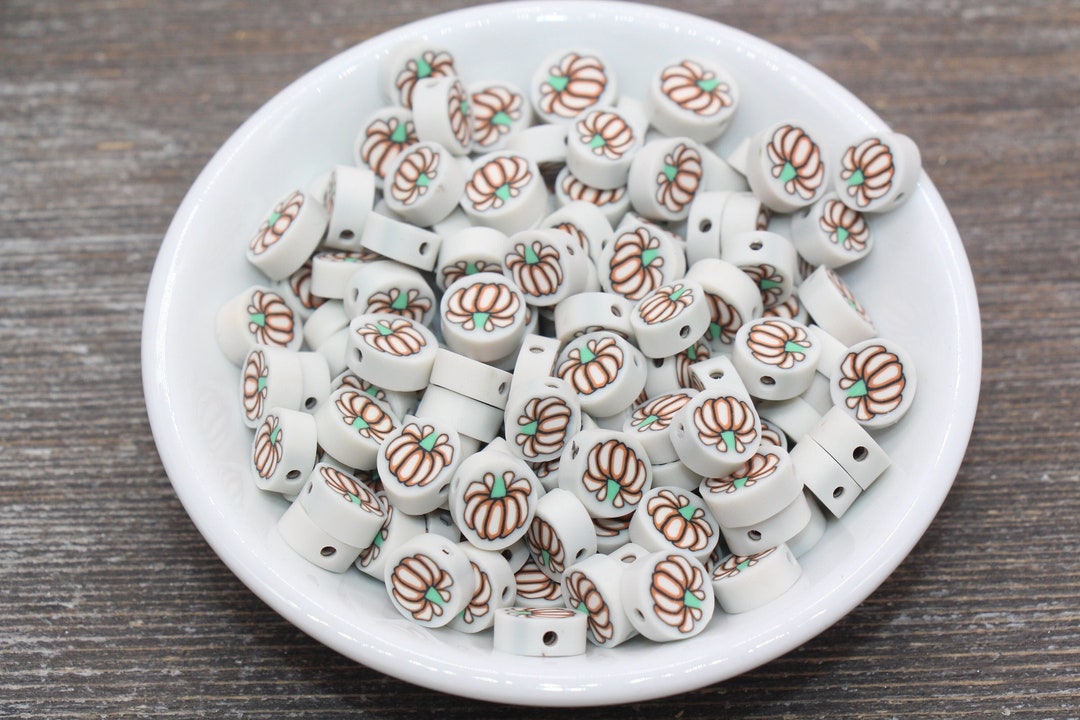 Pumpkin Beads, Fall Harvest Polymer Clay Beads, Halloween Pumpkin Beads ...