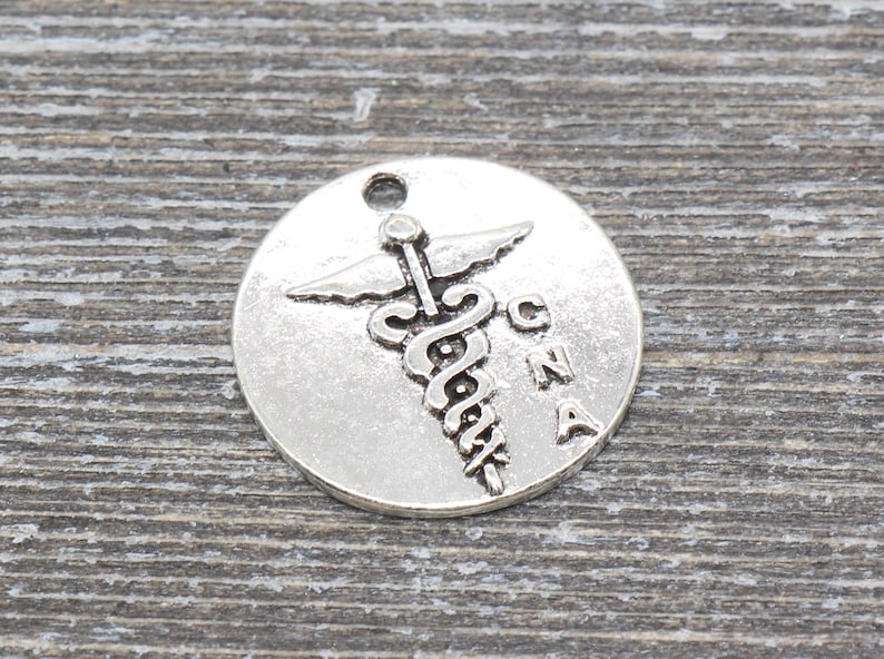 4 CNA Charms Medical Symbol Charms Antique Silver Charm 22mm YD4334