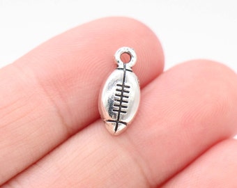 8 Pcs Football Charms Sport Charms Pendants Antique Silver Tone 15x7mm - YD0691