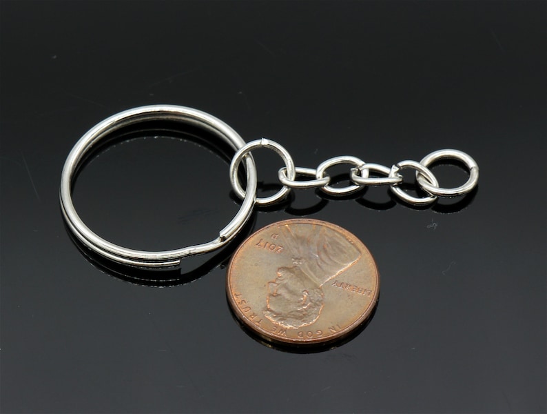 1 25mm Split Key Chain Rings 10 Pcs Silver Round Key Chain Rings Key Rings with Attached Chain