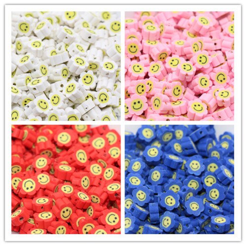 Smiley Face Polymer Clay Beads Mix Color Smiley Face Fimo Etsy