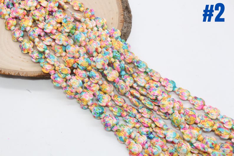 Splatter Turtle Beads, Howlite Turtle Gemstone Beads, Sea Animal Stone Beads, Bracelet Making Supplies, DIY Jewelry Beads #2