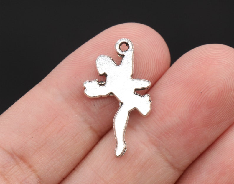 YD2413 Bulk 50 Pcs Fairy with Heart Charms Antique Silver Tone 24x15mm