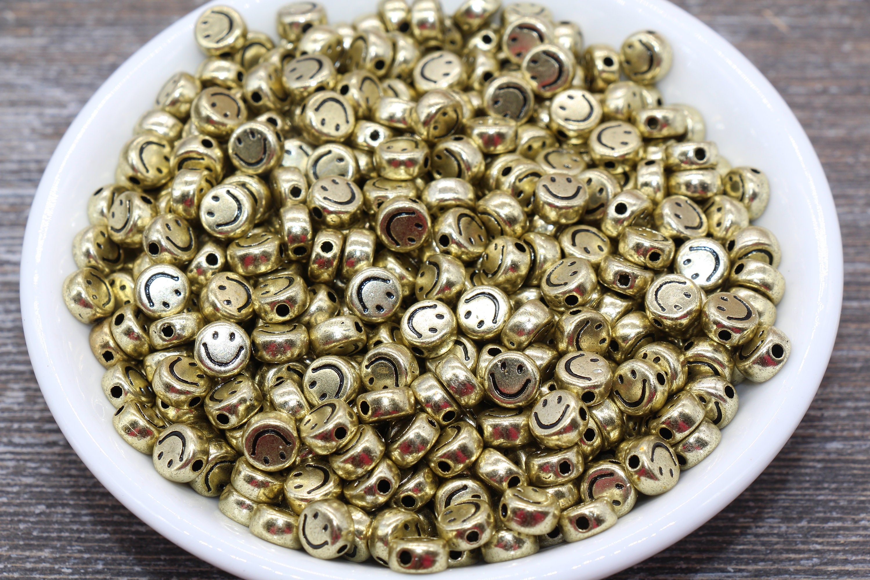 18K Gold Filled Smiley Face Beads, BD104 - BeadsCreation4u