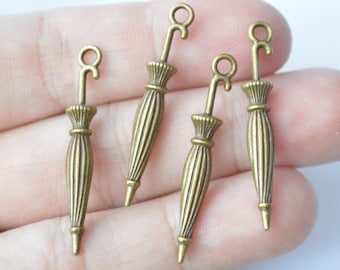 8 Pcs Umbrella Charm Antique Bronze Tone 3D Charm 5x35mm - YD068