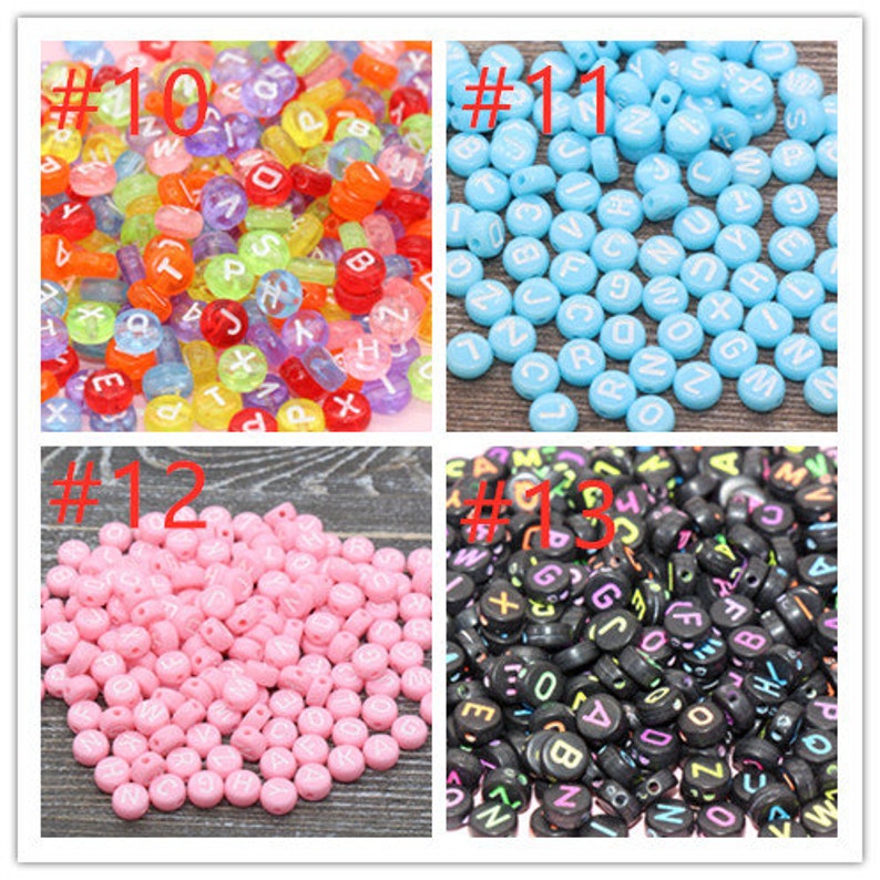 Alphabet Letter Acrylic Beads, Round Acrylic Beads, Plastic Letter Beads, Name Bracelet Beads, ABC Letter Beads, Name Beads, Name Inital 7mm image 3