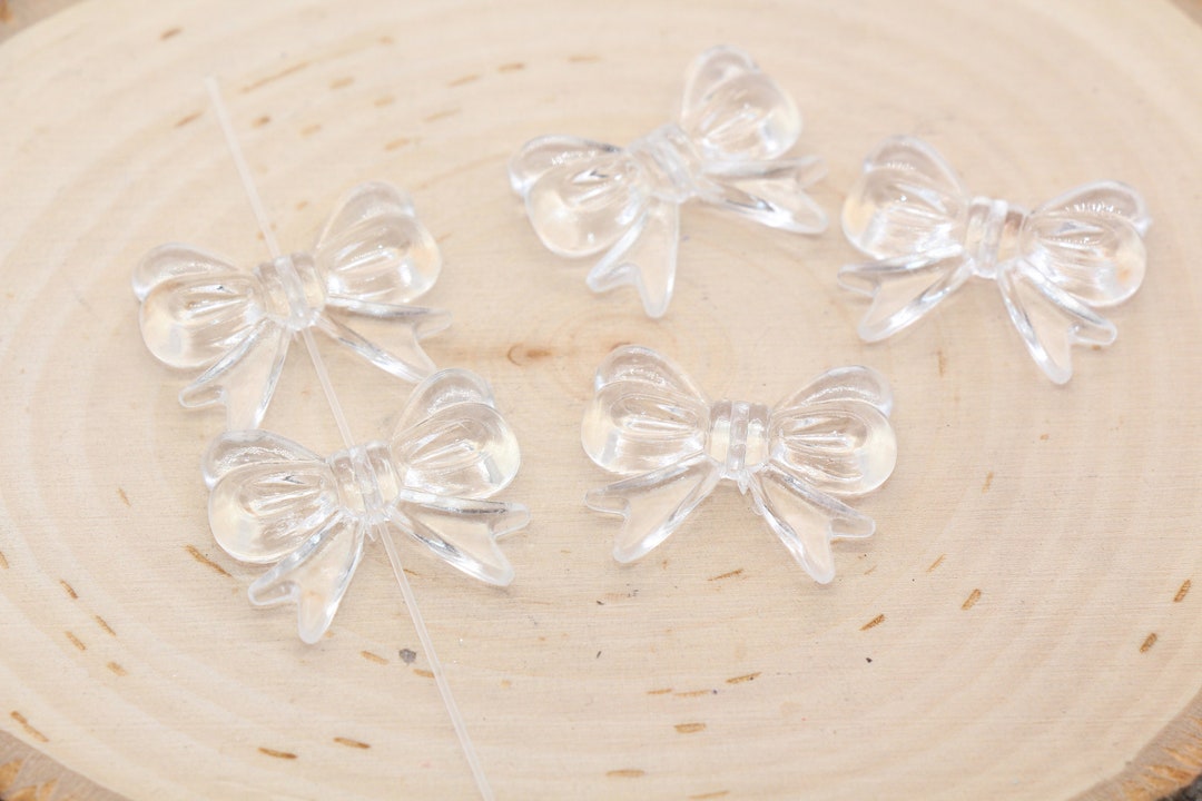 Transparent Bow Beads, Acrylic Ribbon Bow Beads, Clear Bow Beads, Vertical  Hole Bow Beads, Jewelry Beads 2199 