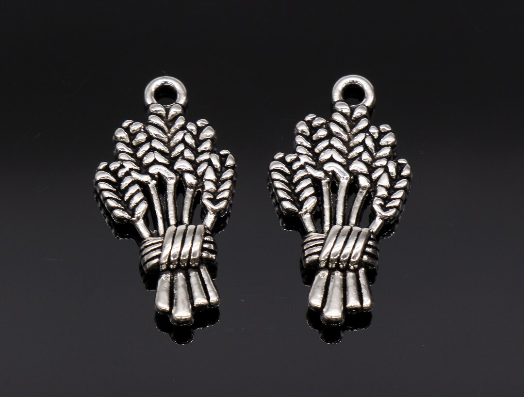 6 Flower Bouquet Charms Wedding Flower Charms Antique Silver Etsy