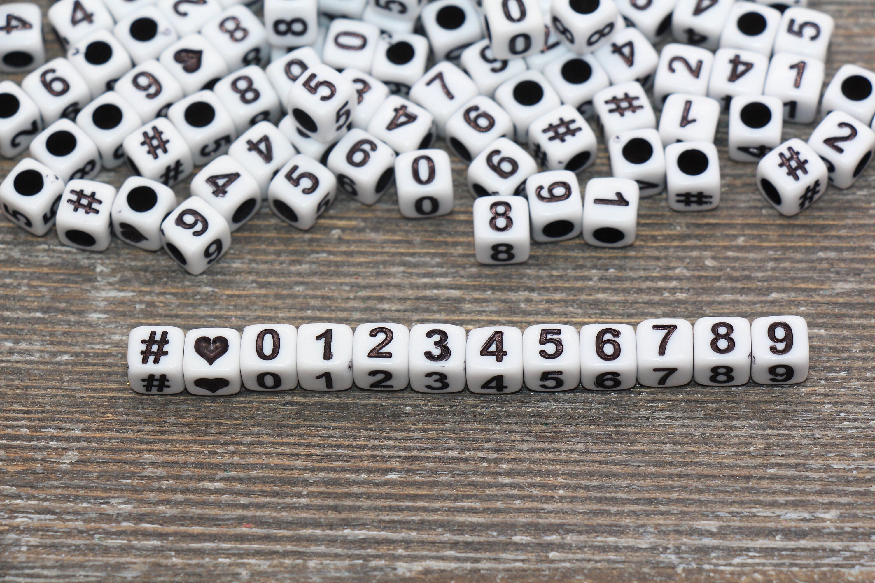 Number Beads Assorted Number Beads White Cube With Black - Etsy
