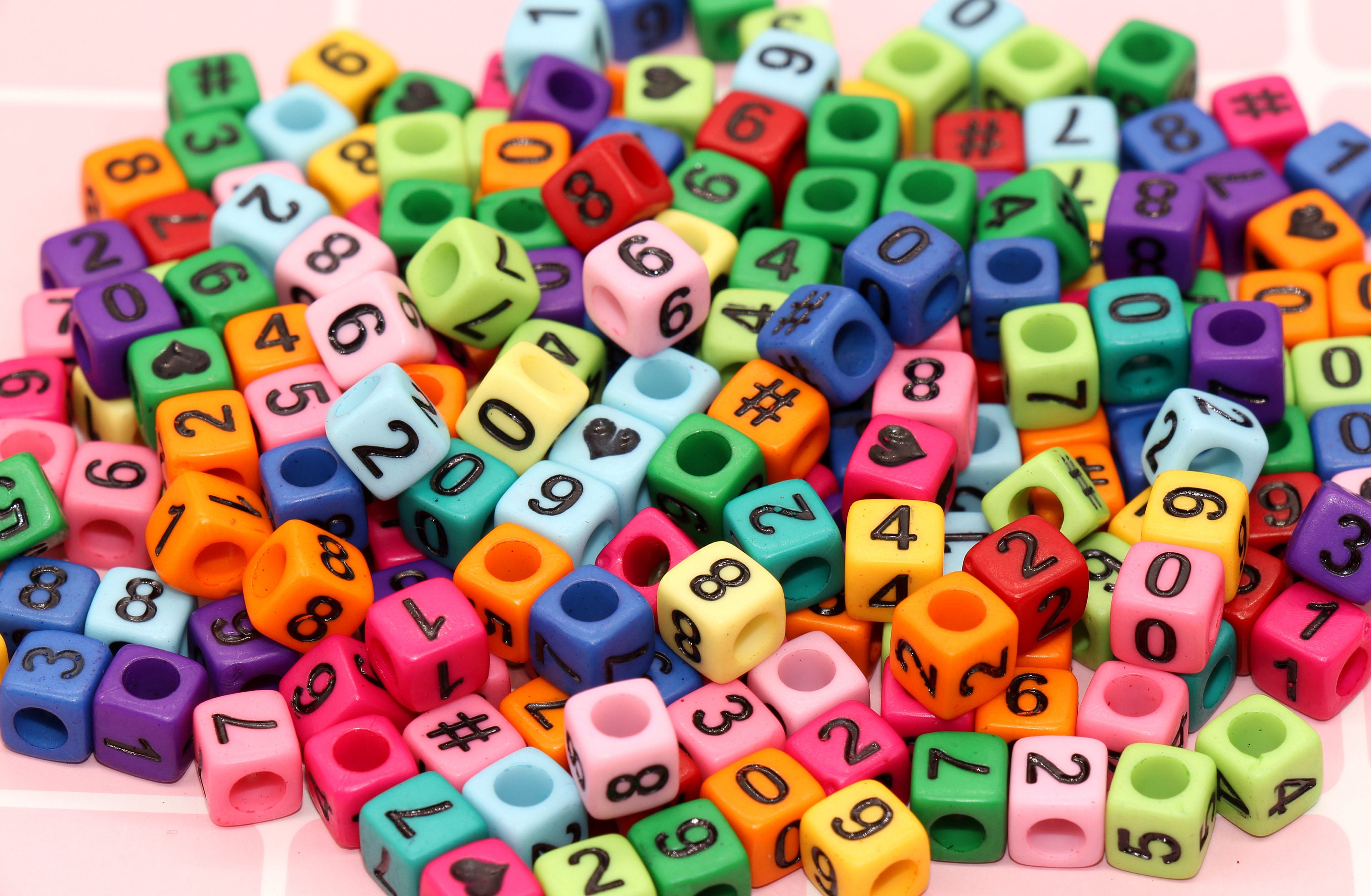 Multicolor Number Beads Colorful Acrylic Number Beads Mixed Etsy