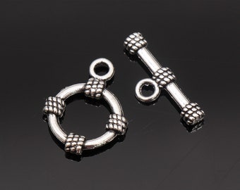 8 Sets Toggle Clasps Antique Silver Tone -YD1595