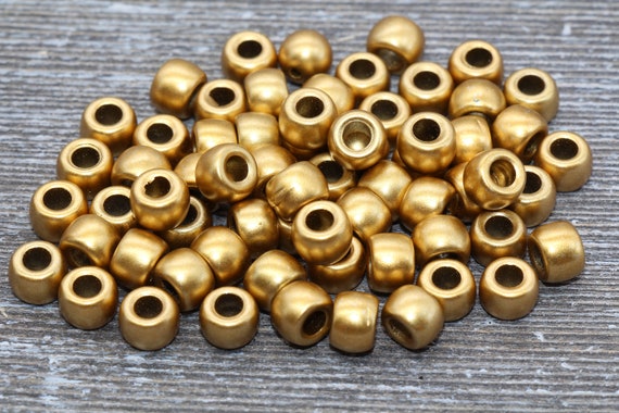 Matte Gold Pony Beads, Acrylic Loose Gold Beads, Plastic Bubblegum Beads,  Chunky Beads, Spacer Beads 242 