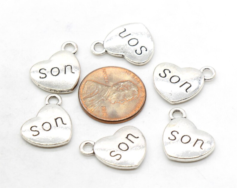 Bulk 25 Pcs Son Charms Family Charms Pendants Antique Silver Tone 2 Sided 15x17mm YD0693