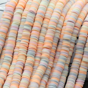 8mm Multicolored Heishi Beads, Multicolor Polymer Clay Disc Beads, African Disc Beads, Vinyl Heishi, 16 inch Strand #237