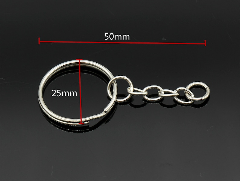 1 25mm Split Key Chain Rings 10 Pcs Silver Round Key Chain Rings Key Rings with Attached Chain