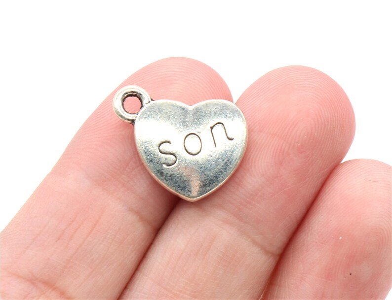 Bulk 25 Pcs Son Charms Family Charms Pendants Antique Silver Tone 2 Sided 15x17mm YD0693