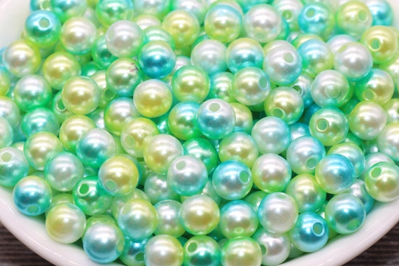 6MM/8MM AB Milky White Acrylic Beads Iridescent Beads