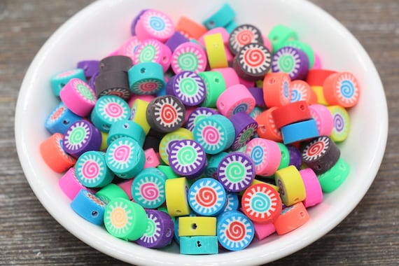 Sushi Polymer Clay Beads, Multicolor Sushi Roll Clay Beads, Beads, Fimo  Cane Beads, Jewelry Beads, Beads for Bracelet 77 