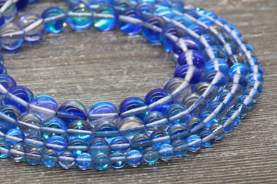 Mystic Aura Quartz Gray Gemstone Loose Beads - Holographic Smooth Round For DIY Jewelry