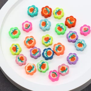 Assorted Color Rose Flower Clay Beads, Handmade Polymer Clay Rose Beads, Floral Jewelry Beads for Bracelets, Necklaces, DIY Crafts #954