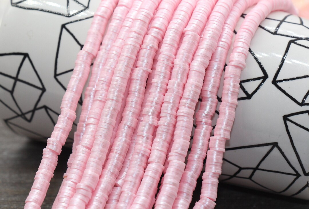 6mm Shimmer Light Pink Polymer Clay Disc Beads Light Pink Etsy