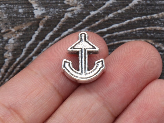 5 Anchor Beads European Beads Large Hole Beads Antique Silver Tone 2 Sided B03 Etsy