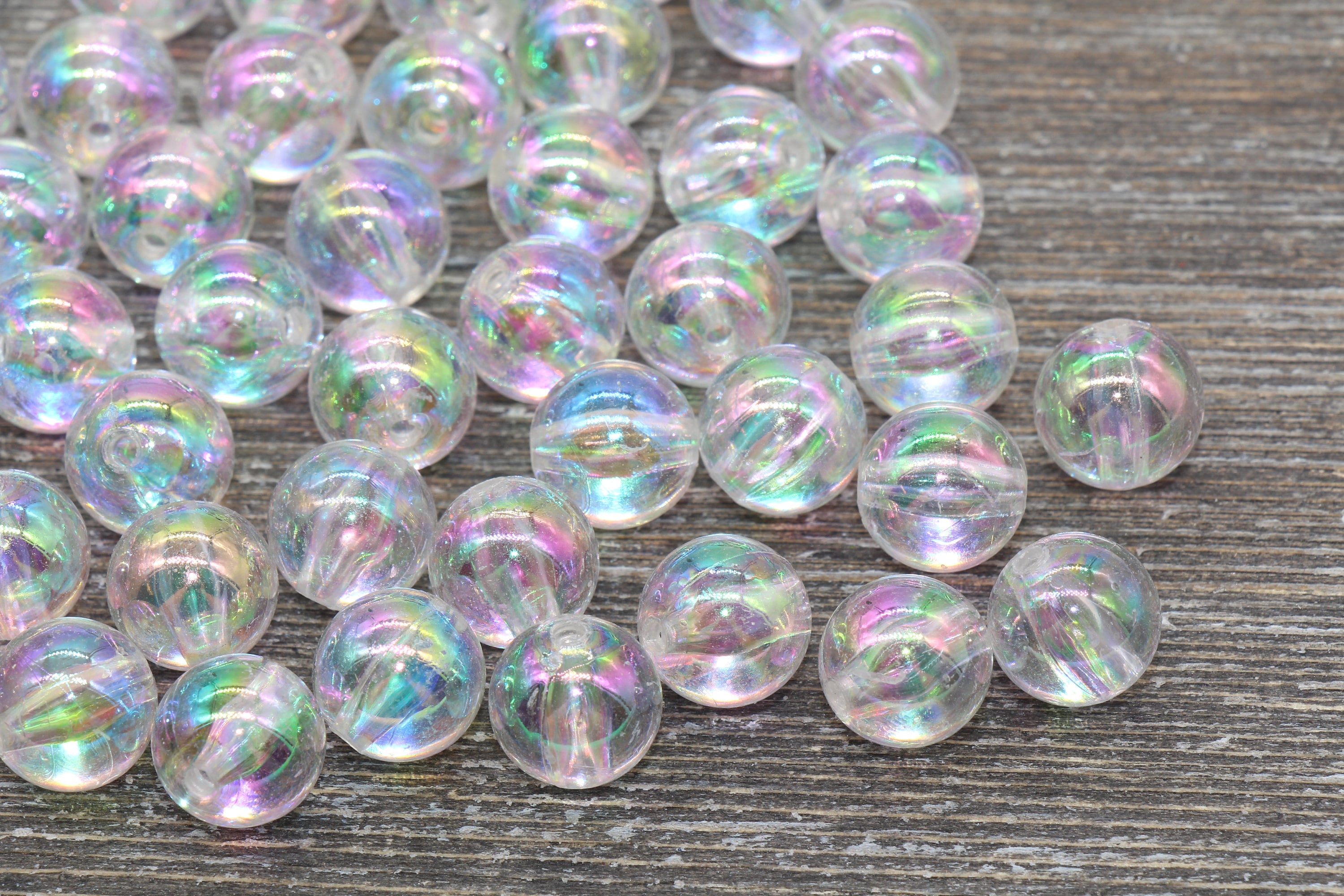 Large Iridescent Beads Etsy