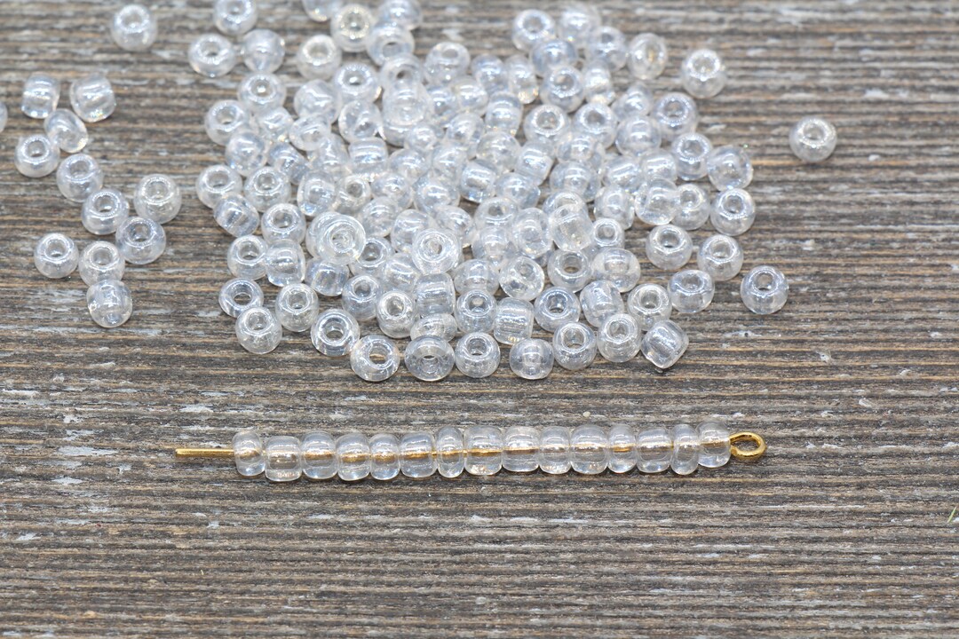 Glossy Transparent Glass Seed Beads, 4mm 6/0 Glass Round Seed Beads