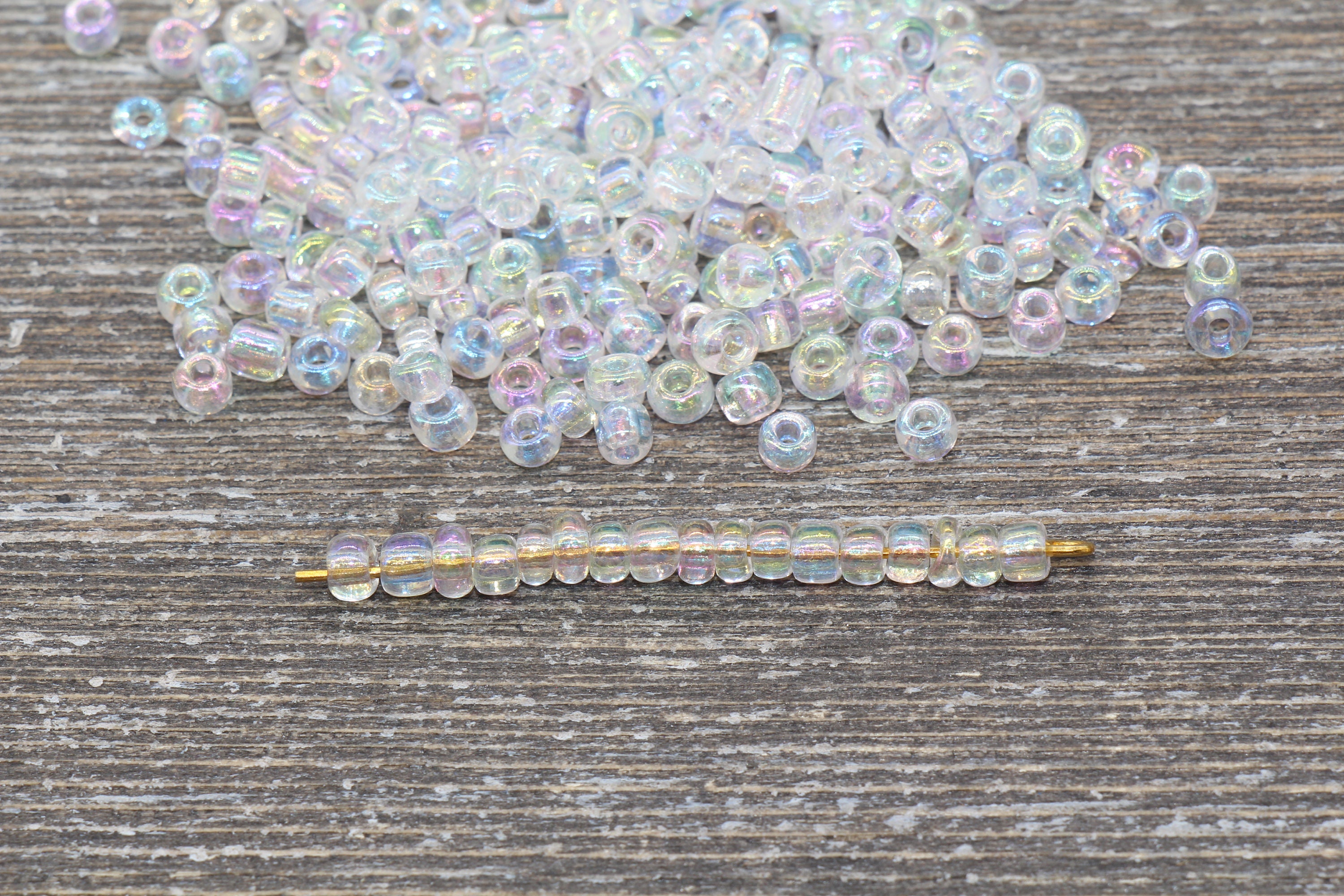 Clear Iridescent Beads - 11/0