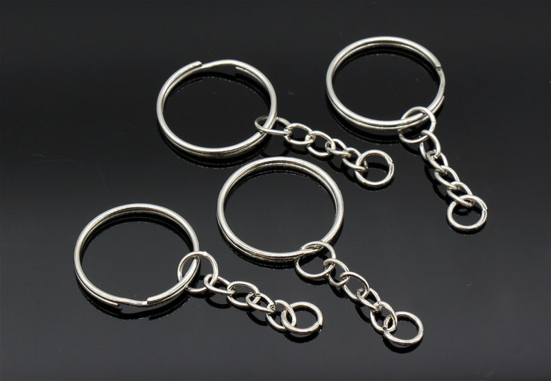 1 25mm Split Key Chain Rings 10 Pcs Silver Round Key Chain Rings Key Rings with Attached Chain