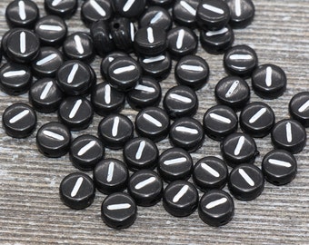 Letter I Alphabet Beads, Black Alphabet Letter Beads, Acrylic Black and White Letters Beads, Round Acrylic Beads, Name Beads, Size 7mm