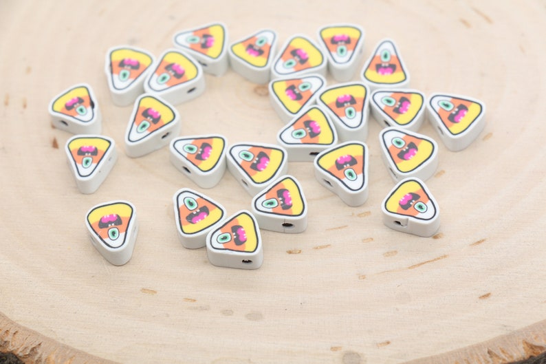 Halloween Candy Clay Beads, Candy Corn Clay Beads, Bracelet Beads, Kids