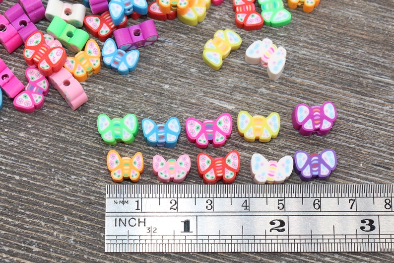 Butterfly Polymer Clay Beads Butterflies Printed Fimo Cane Beads Assorted Butterfly Beads Rainbow Butterfly Slice Beads
