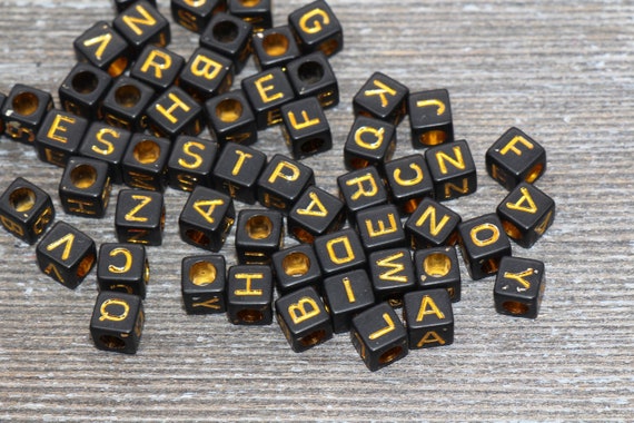 Gold Silver Square Letter Colours Beads Acrylic Number letter Beads Square  Spacer Beads For Jewelry Making DIY Necklace Bracelet