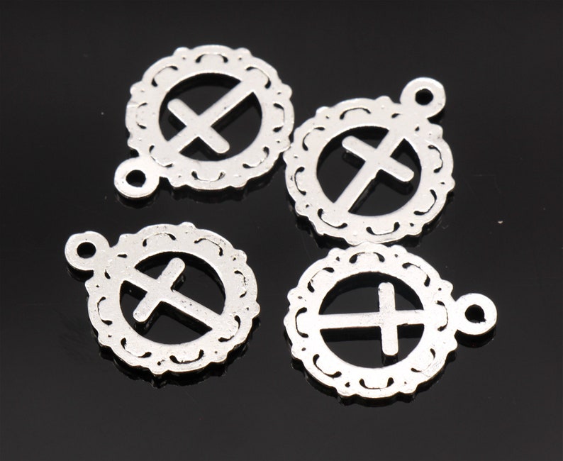 10 Pcs Cross Charms Religious Charms Antique Silver Tone Etsy