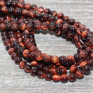 Red Tiger Eye Beads, Tiger Eye Round Stone Beads, Red Gemstone Round Beads #167 6mm