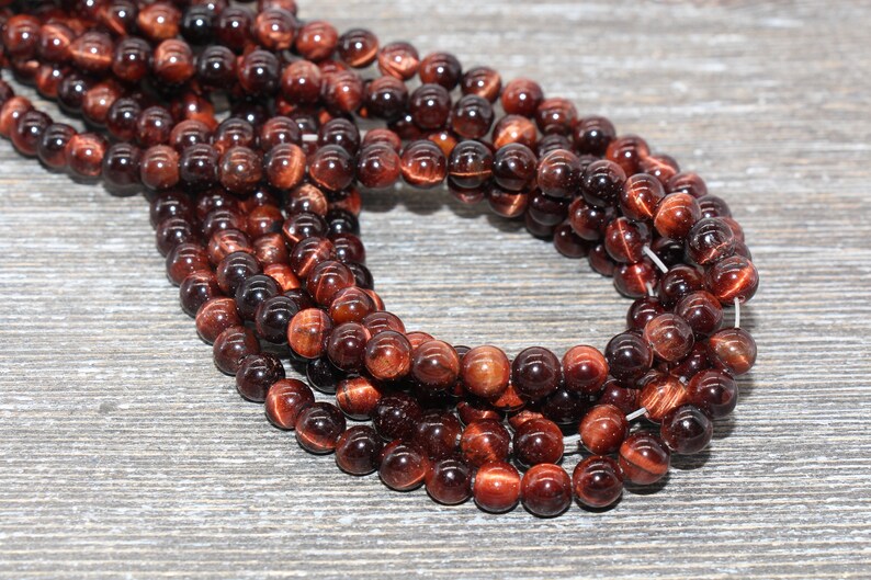 Red Tiger Eye Beads, Tiger Eye Round Stone Beads, Red Gemstone Round Beads #167 6mm
