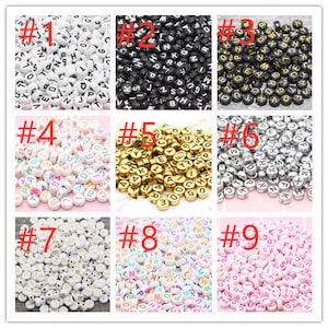 Alphabet Letter Acrylic Beads, Round Acrylic Beads, Plastic Letter Beads, Name Bracelet Beads, ABC Letter Beads, Name Beads, Name Inital 7mm image 2